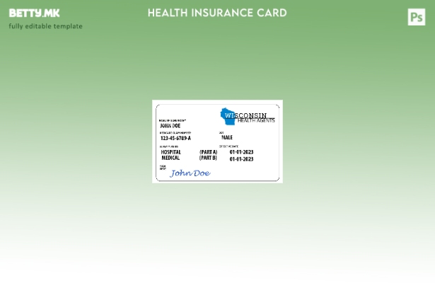 Модерен стил Шаблон за картичка за здравствено осигурување во Висконсин